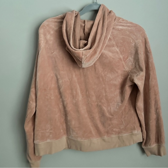 J.Crew Blush Relaxed Velour Hoodie Pullover Bronzed Clay M - Picture 3 of 5
